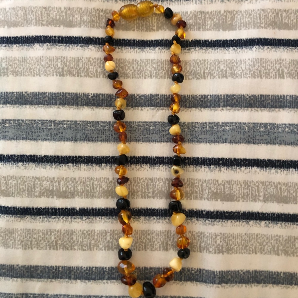 Amber baby teething necklace
